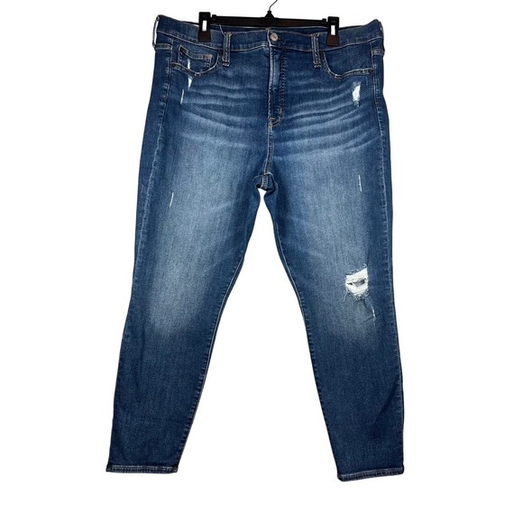 GAP Women's True Skinny Ankle High Rise, Distressed Dark Wash, Size 35/20R - Picture 1 of 8